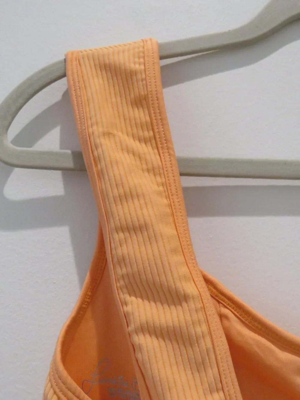 FRANKIES BIKINIS Drew Ribbed Bikini Top Citrus Large Vacation Feminine Stretch